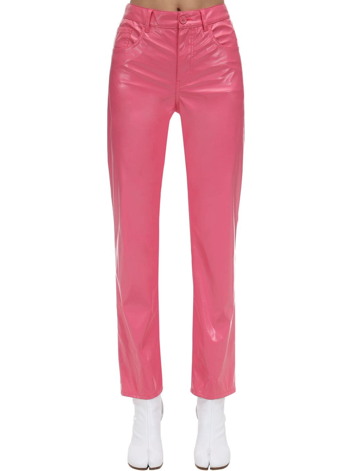 Mm6 Maison Margiela Nylon Straight Leg Pants In Pink