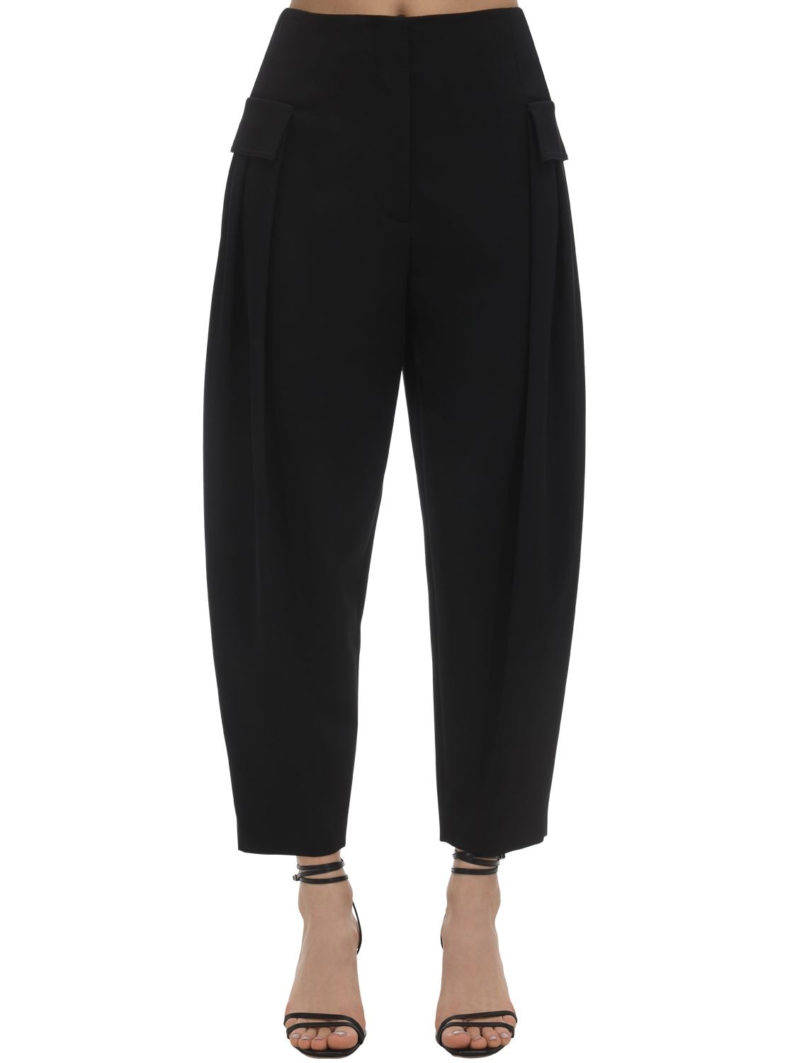 Stella Mccartney Tailored Stretch Wool Cargo Pants In Black