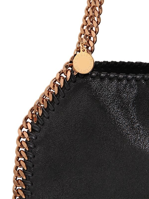 Shop Stella Mccartney Mini 3chain Falabella Faux Leather Bag In Black