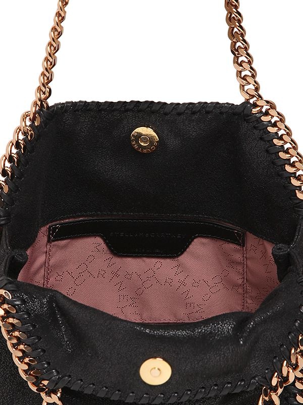 Shop Stella Mccartney Mini 3chain Falabella Faux Leather Bag In Black
