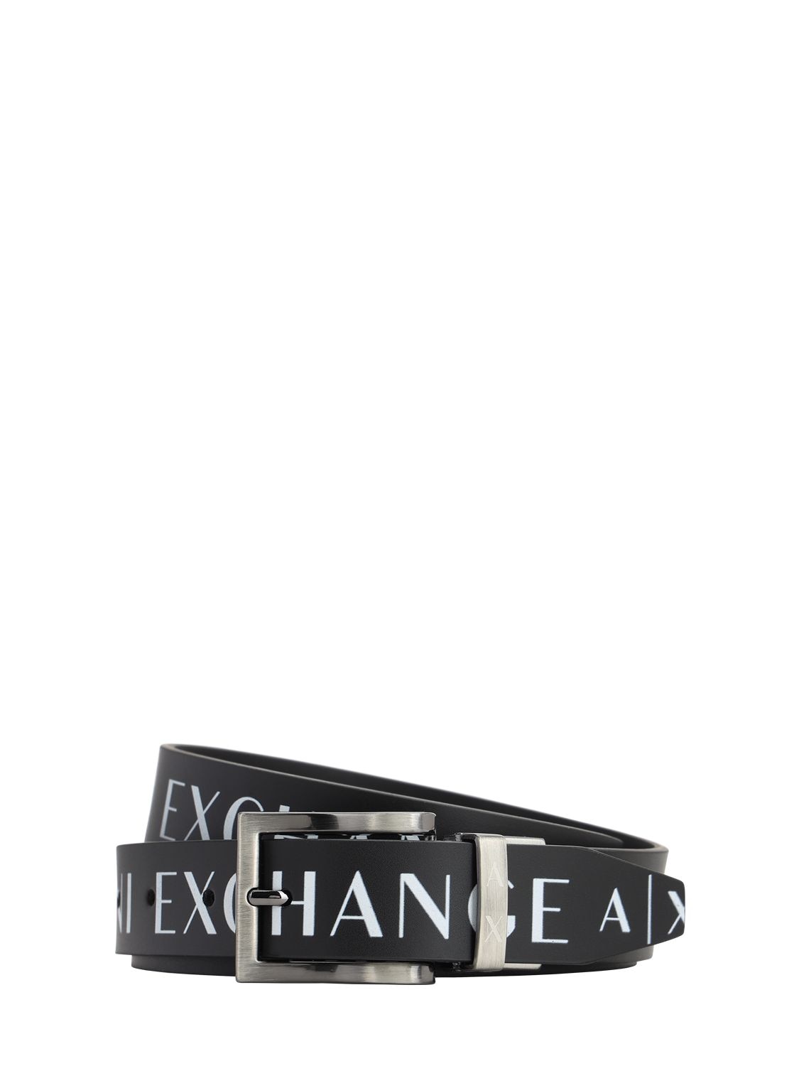 Armani Exchange 30mm Leather Allover Reversible Belt In Black