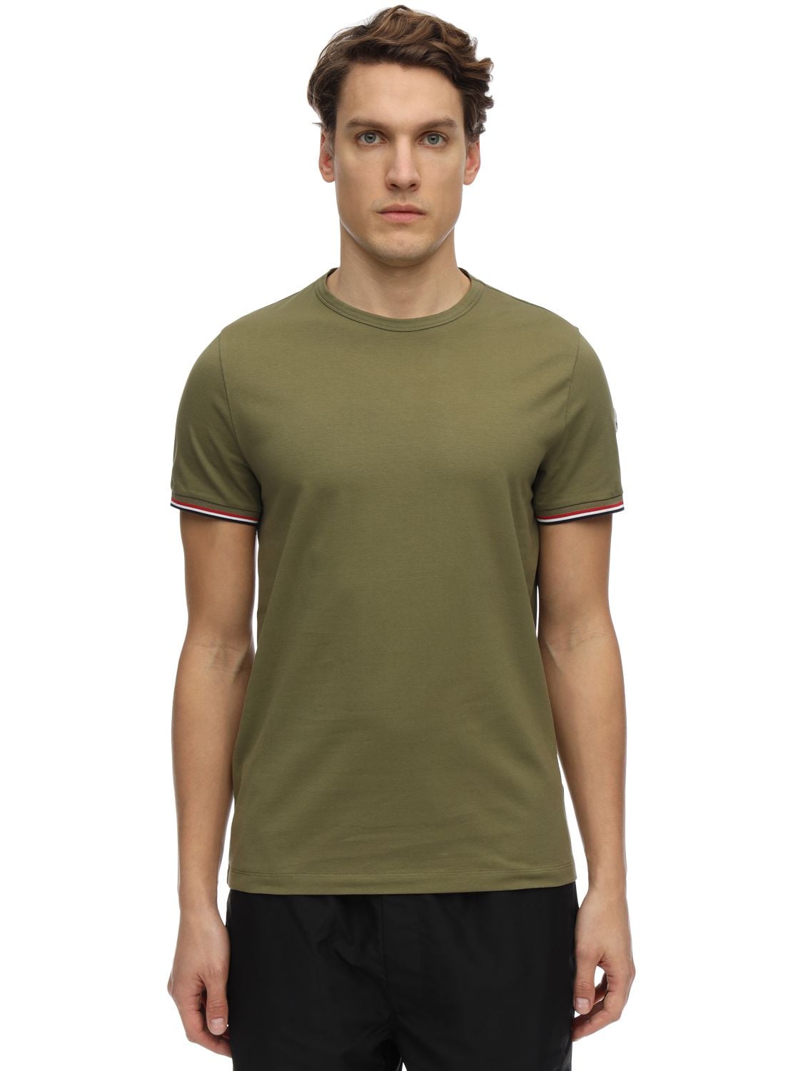 Moncler Stretch Cotton Jersey T-shirt In Green