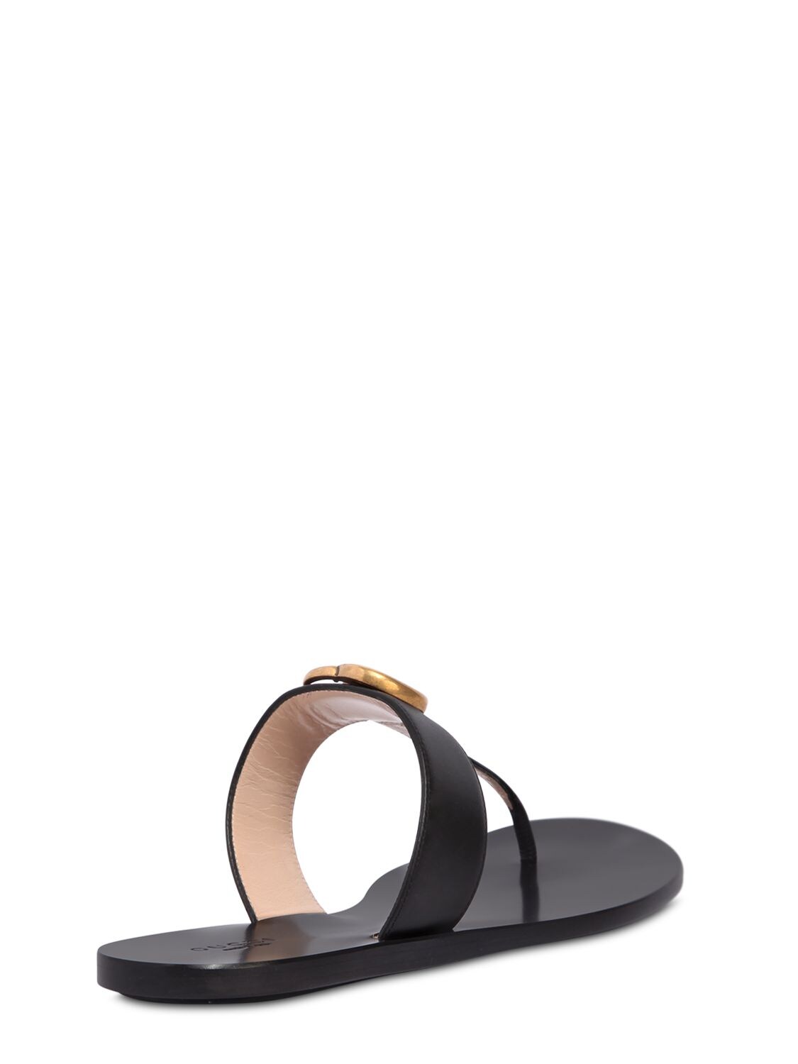 Shop Gucci 10mm Marmont Leather Thong Sandals In Black