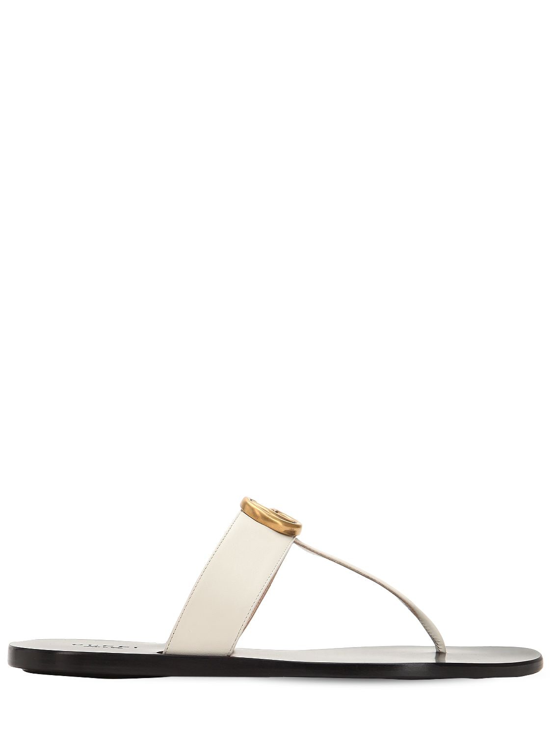 Shop Gucci 10mm Marmont Leather Thong Sandals In White