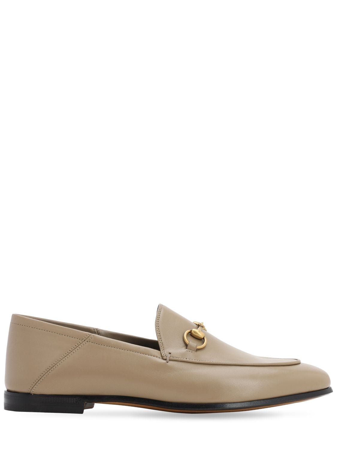 Gucci 10mm Brixton Leather Loafers In Taupe