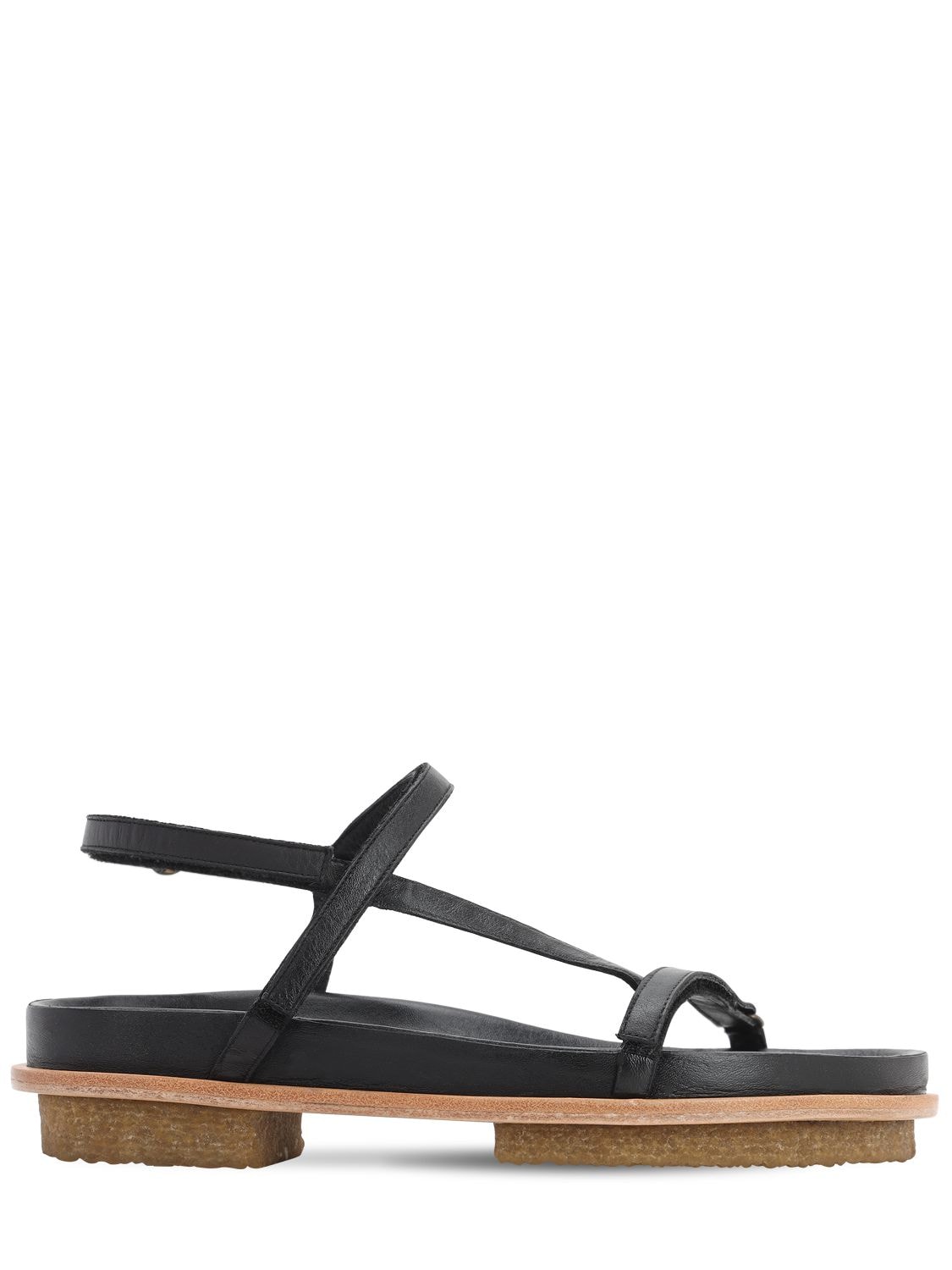Mari Giudicelli 15mm Leather Flat Sandals In Black