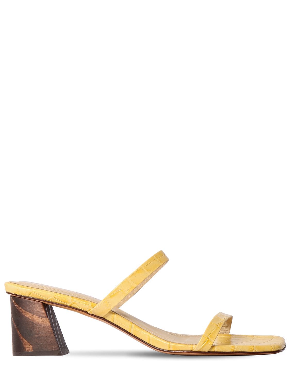 Mari Giudicelli 60mm Croc Embossed Leather Sandals In Yellow