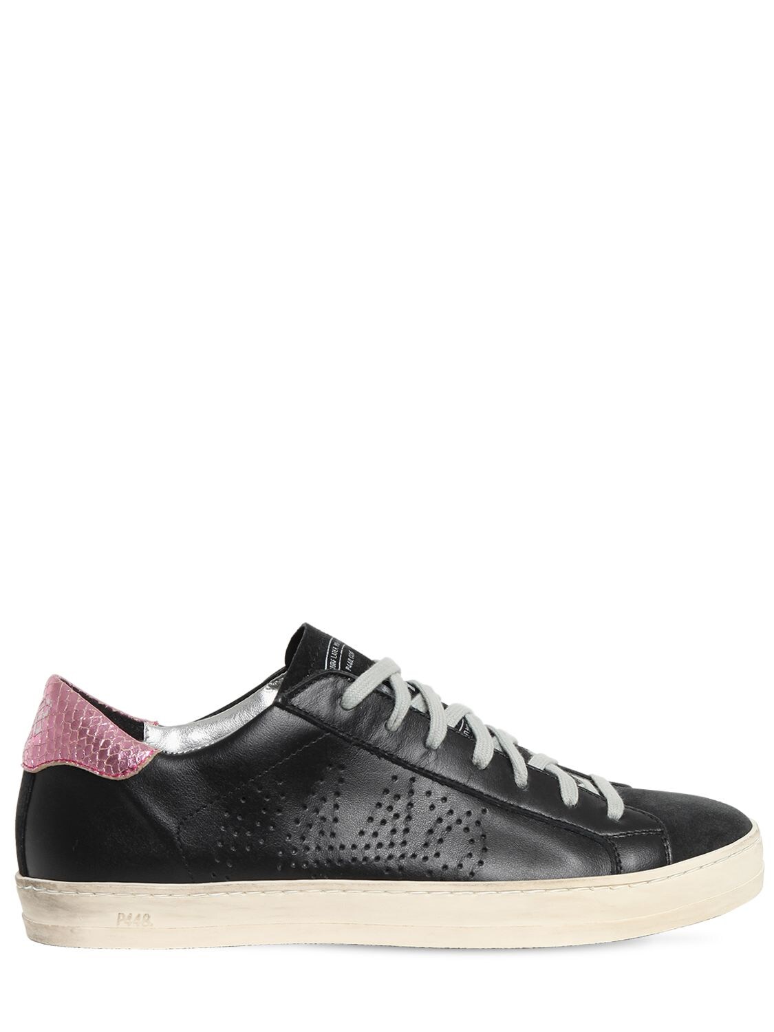 P448 20mm John Leather & Suede Sneakers In Black,pink