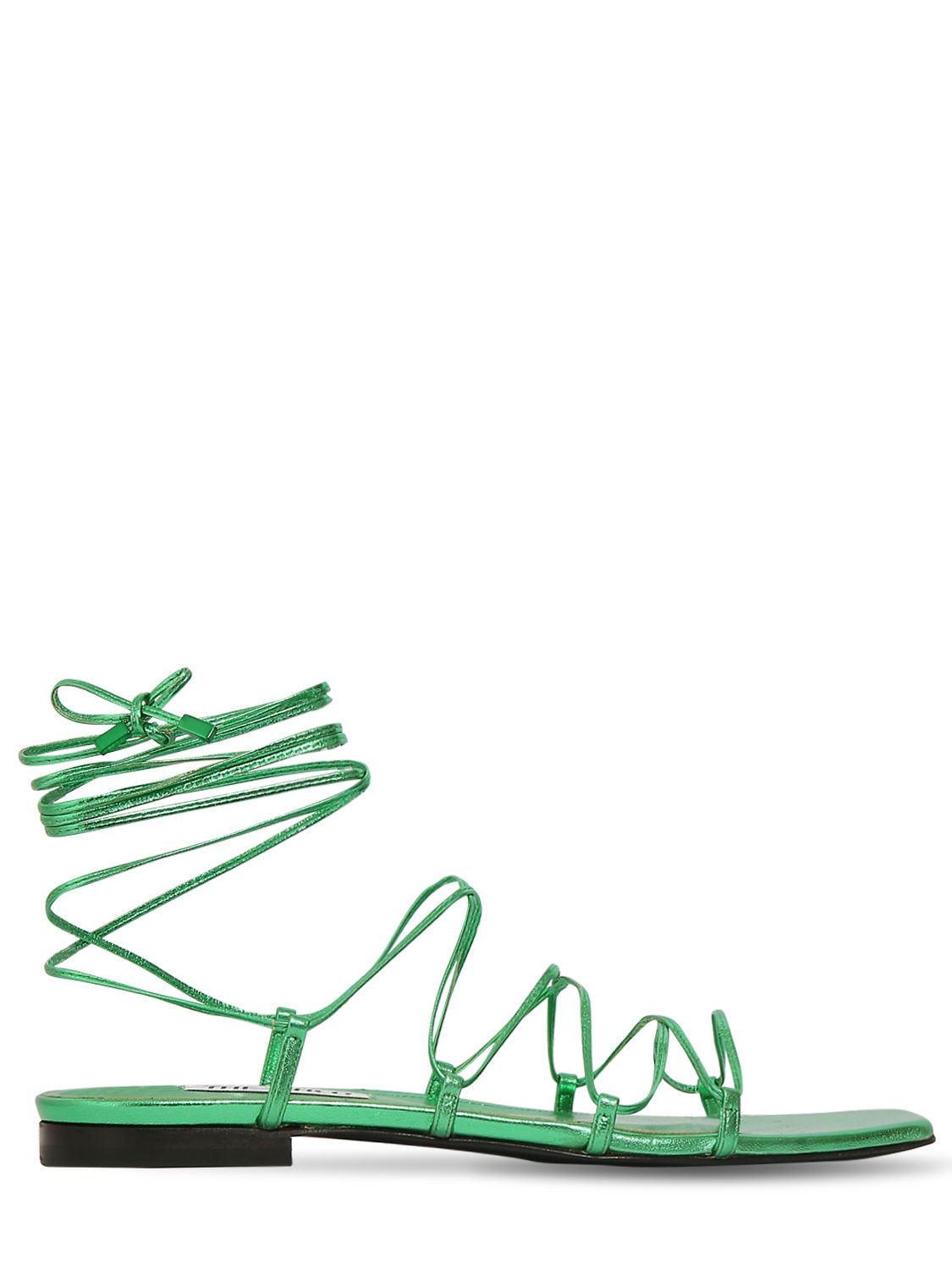 Attico 10mm Metallic Leather Lace Up Sandals In Green
