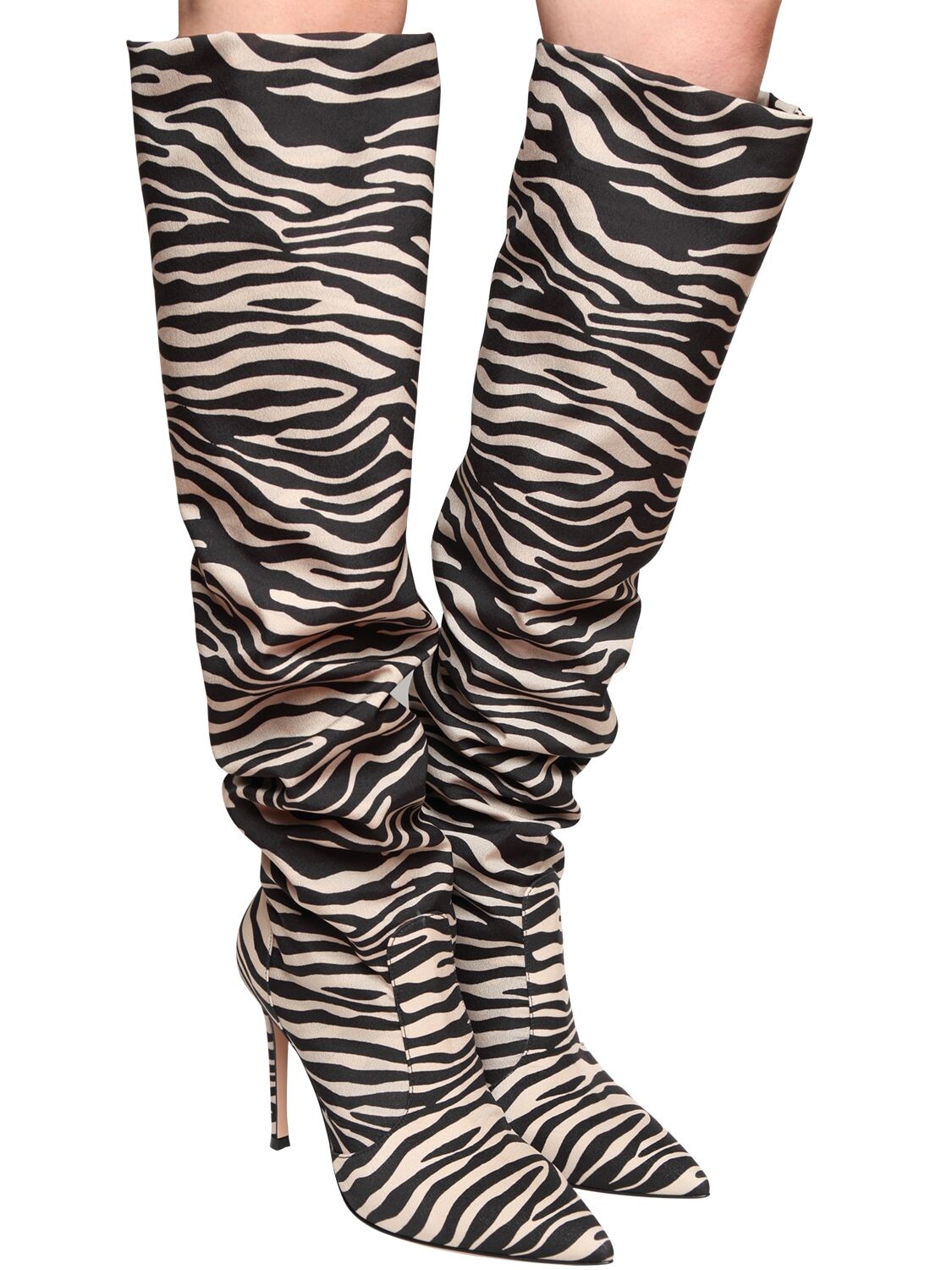 Gianvito Rossi Brown 100 Zebra Print Knee-high Boots | ModeSens