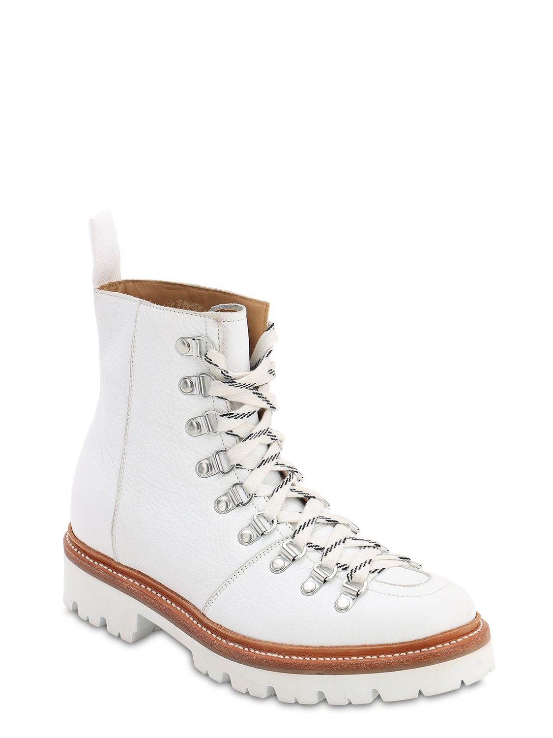Grenson 35mm Nanette Leather Hiking Boots In White | ModeSens