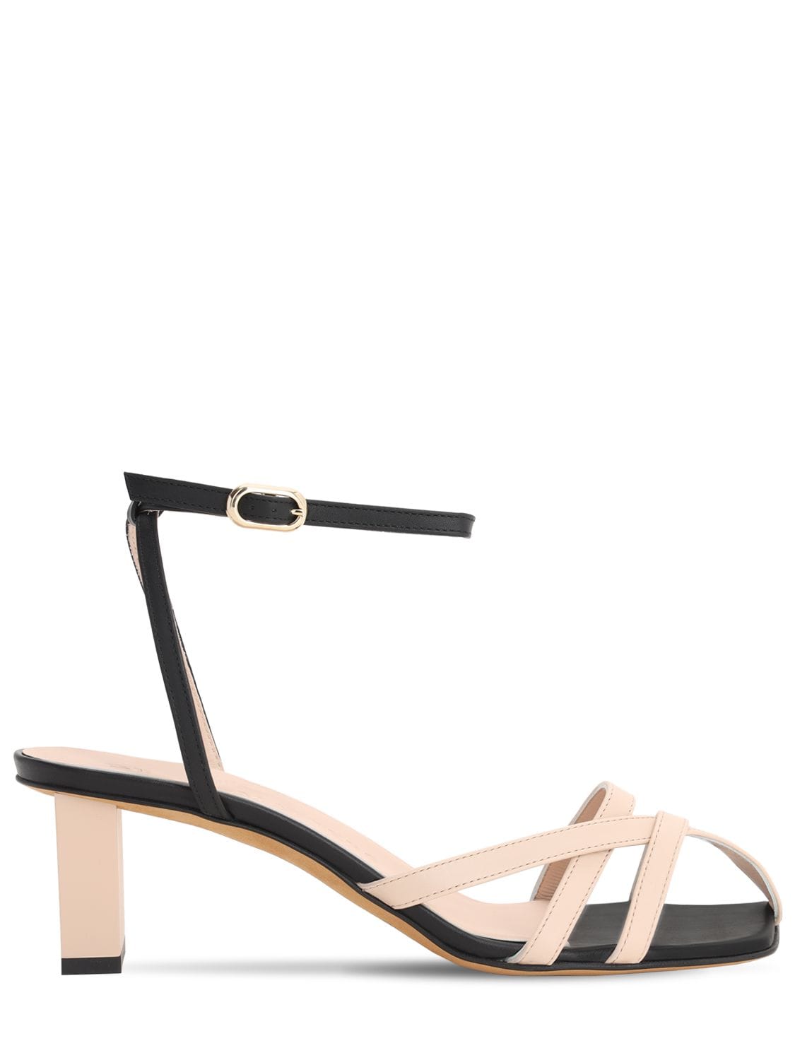 Gray Matters 50mm Mia Leather Sandals In Nude,black