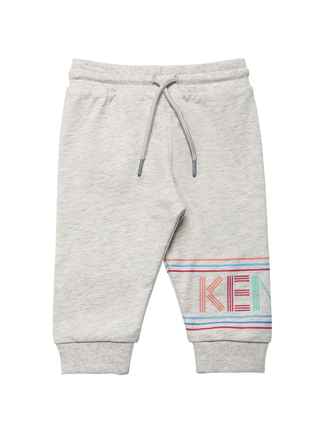 Kenzo Kids' Logo Print Cotton Sweatpants In Grey