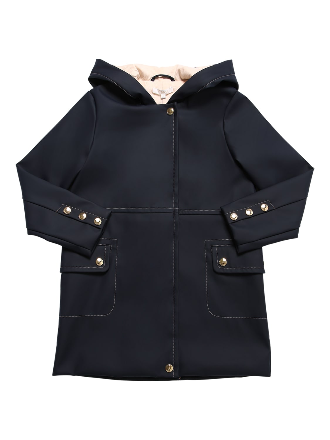 Chloé Kids' Coated Rain Coat In Navy