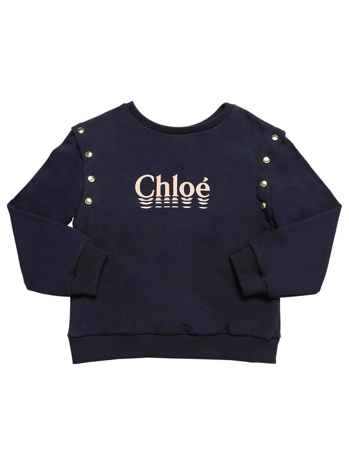Chloé Kids' Detachable Sleeve Logo Sweatshirt In Blu