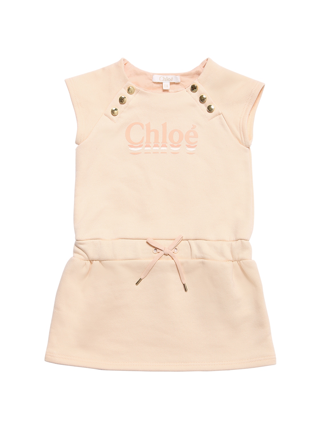 Chloé Girls' Logo Button Trim Dress - Baby In Pink Ice