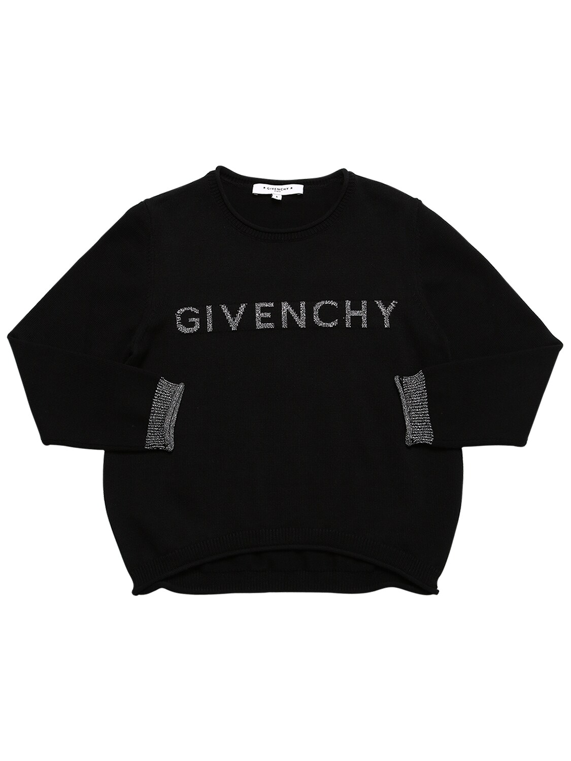 Givenchy Kids' Logo Cotton & Cashmere Knit Sweater In Nero