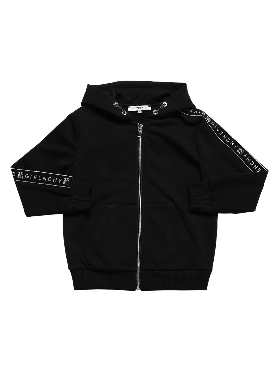 Givenchy - Zip-up cotton blend sweatshirt hoodie - Black | Luisaviaroma