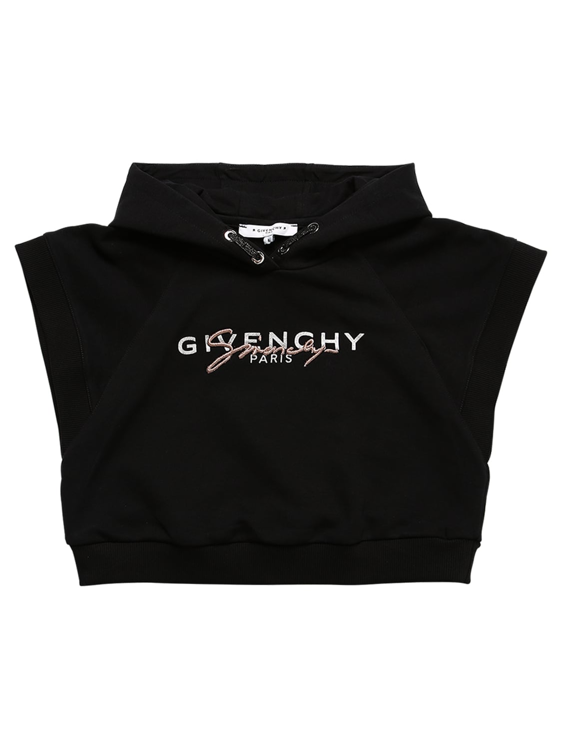 Givenchy Kids' Cropped Cotton Sweatshirt Hoodie In Black