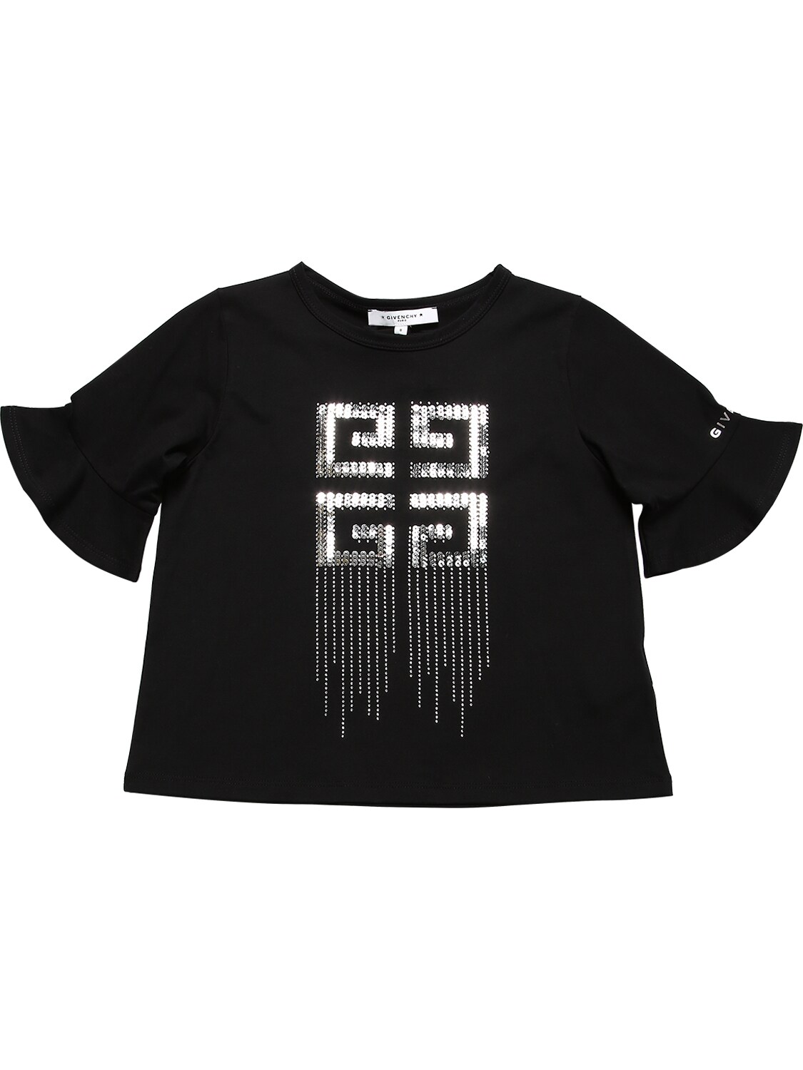 GIVENCHY 亮片LOGO纯棉平纹针织T恤,71IOFK044-MDLC0