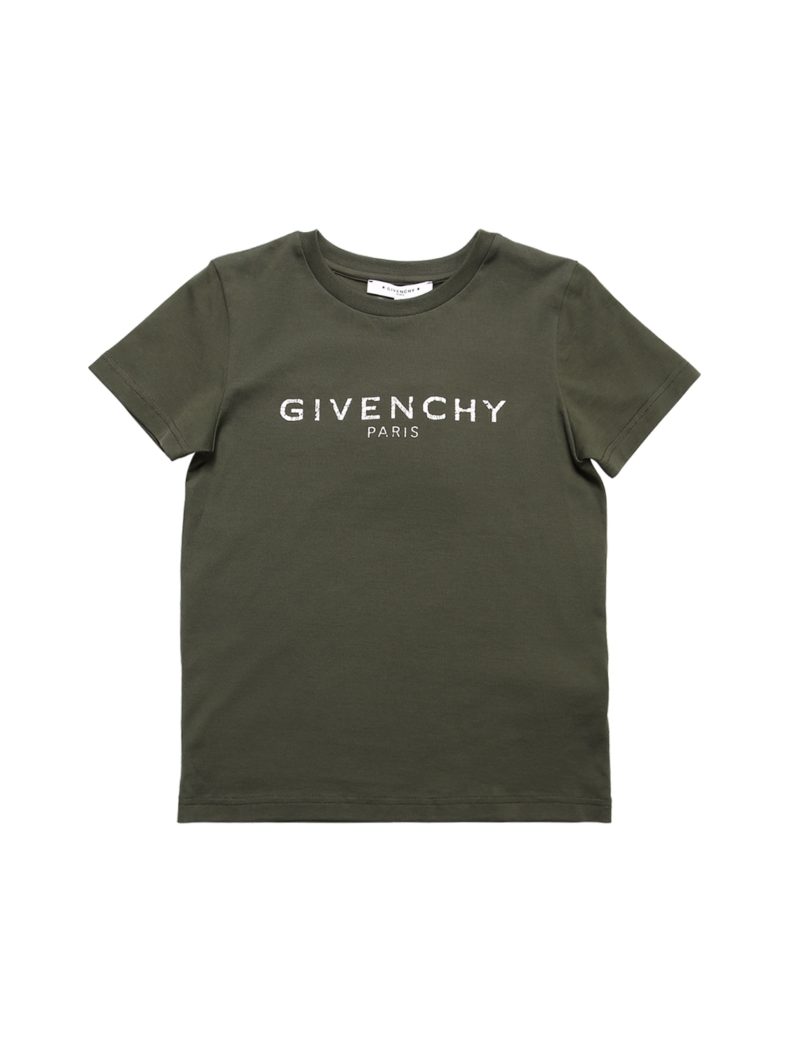 Givenchy Kids' Logo Printed Cotton Jersey T-shirt In Military Green