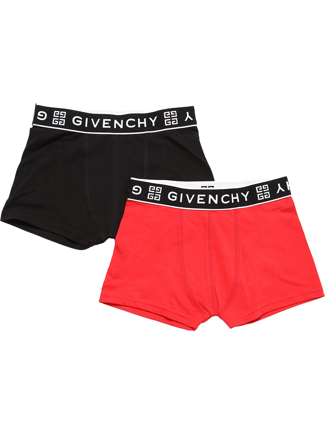 Givenchy Kids' Pack Of 2 Stretch Jersey Boxer Briefs In Black,red
