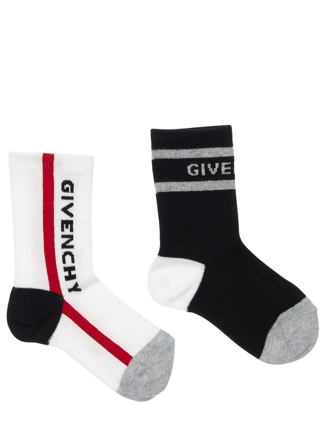 Givenchy Pack Of 2 Cotton Knit Socks In White,black