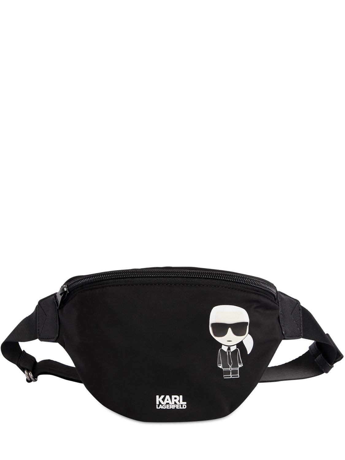 Karl Lagerfeld Kids' Karl Print Nylon Belt Bag In Black