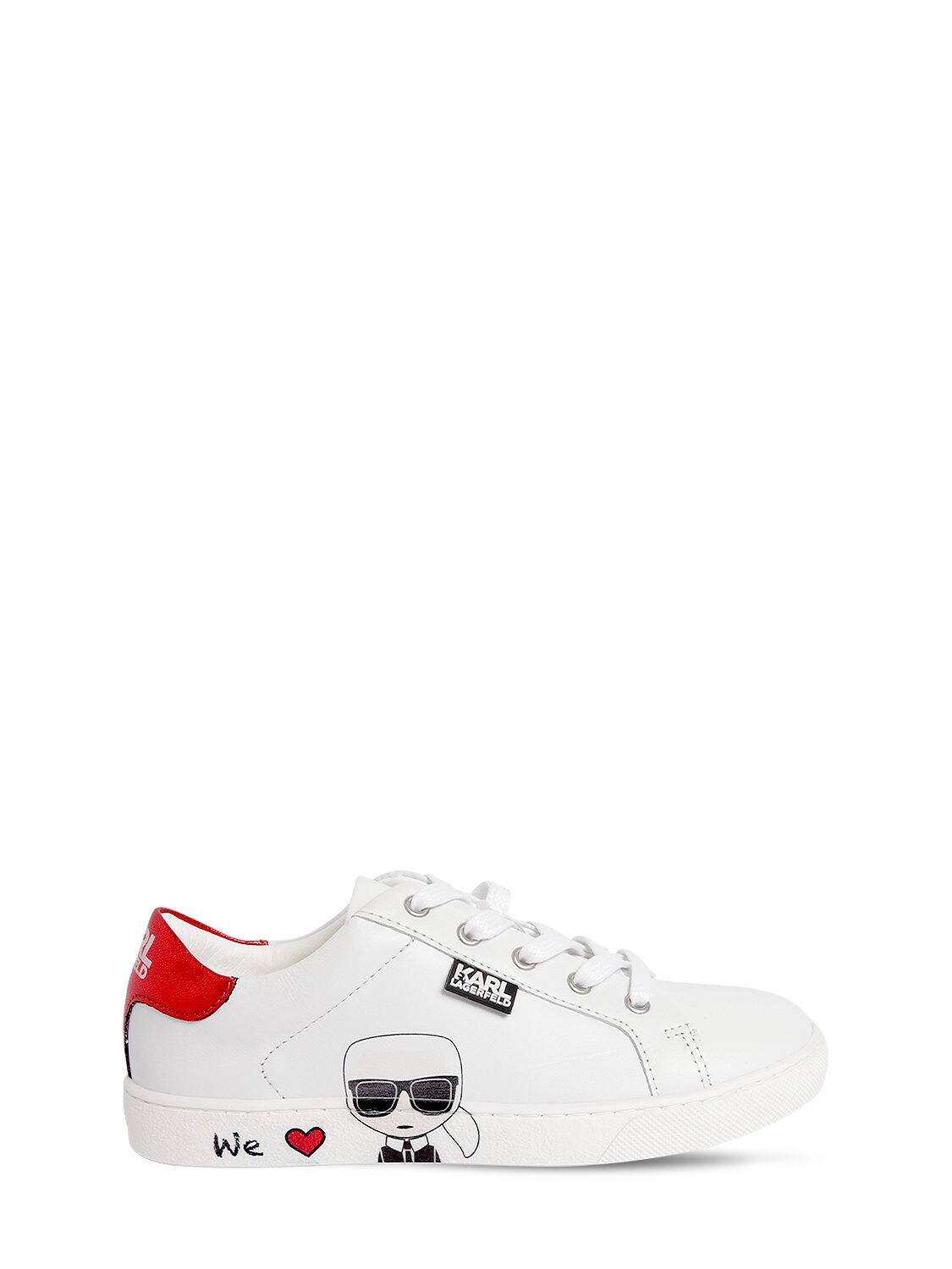 KARL LAGERFELD KARL PRINT LEATHER LACE-UP SNEAKERS,71IOFO041-MTBC0