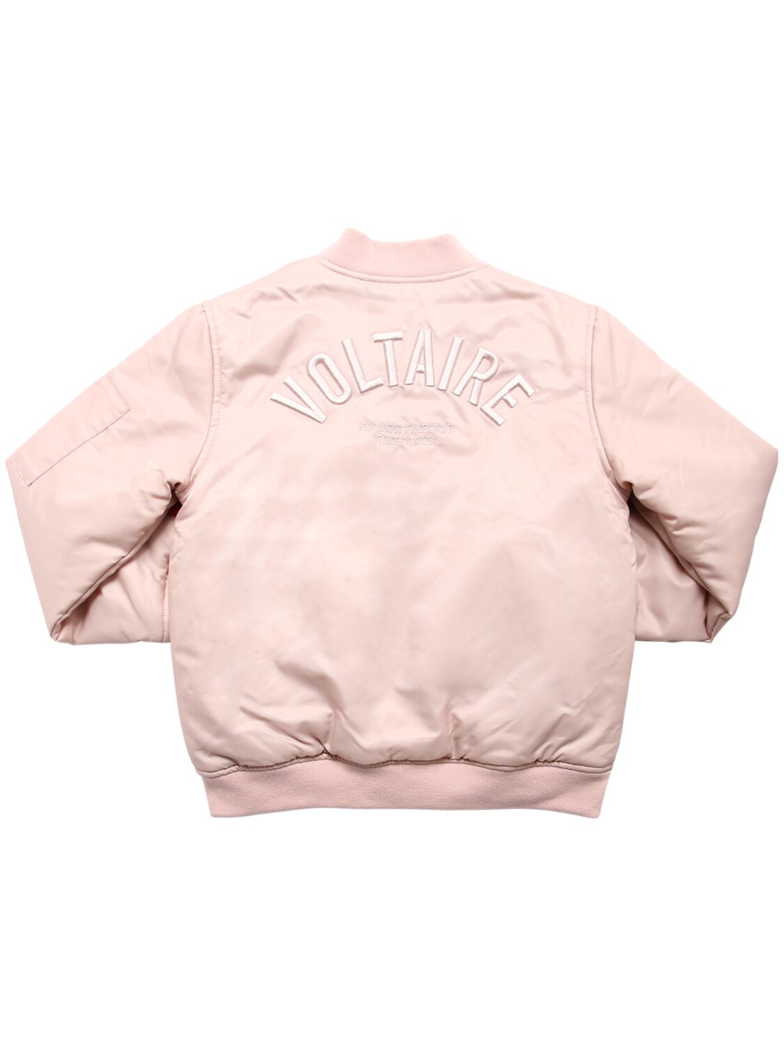 Zadig & Voltaire Kids' Logo Embroidered Satin Bomber Jacket In Pink ...