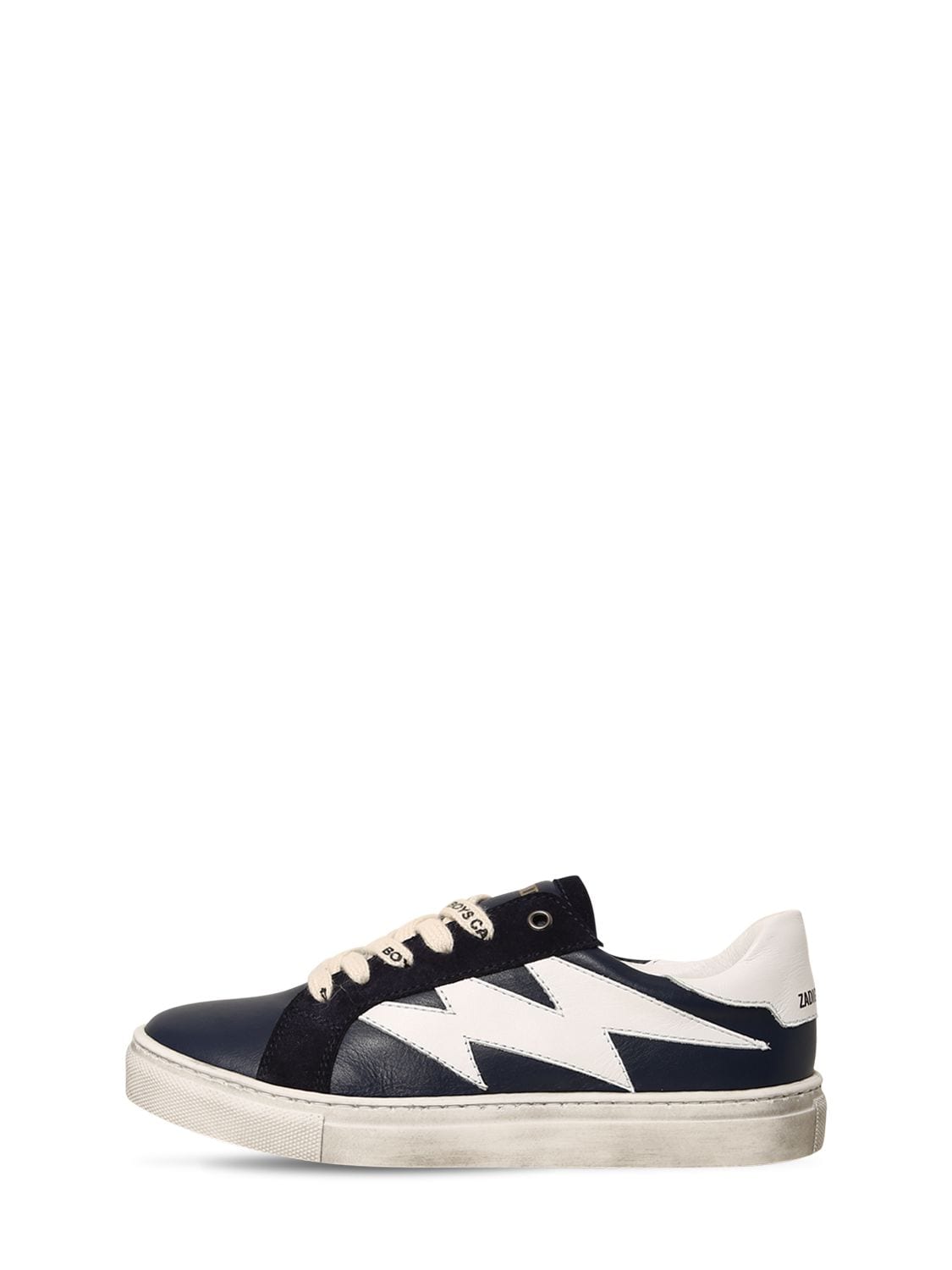 Zadig & Voltaire Kids' Leather Lace-up Sneakers In Navy