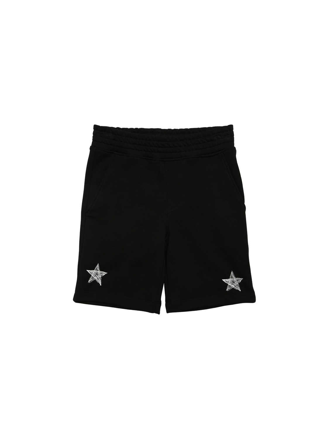 Neil Barrett Kids' Embroidered Cotton Sweat Shorts In Nero