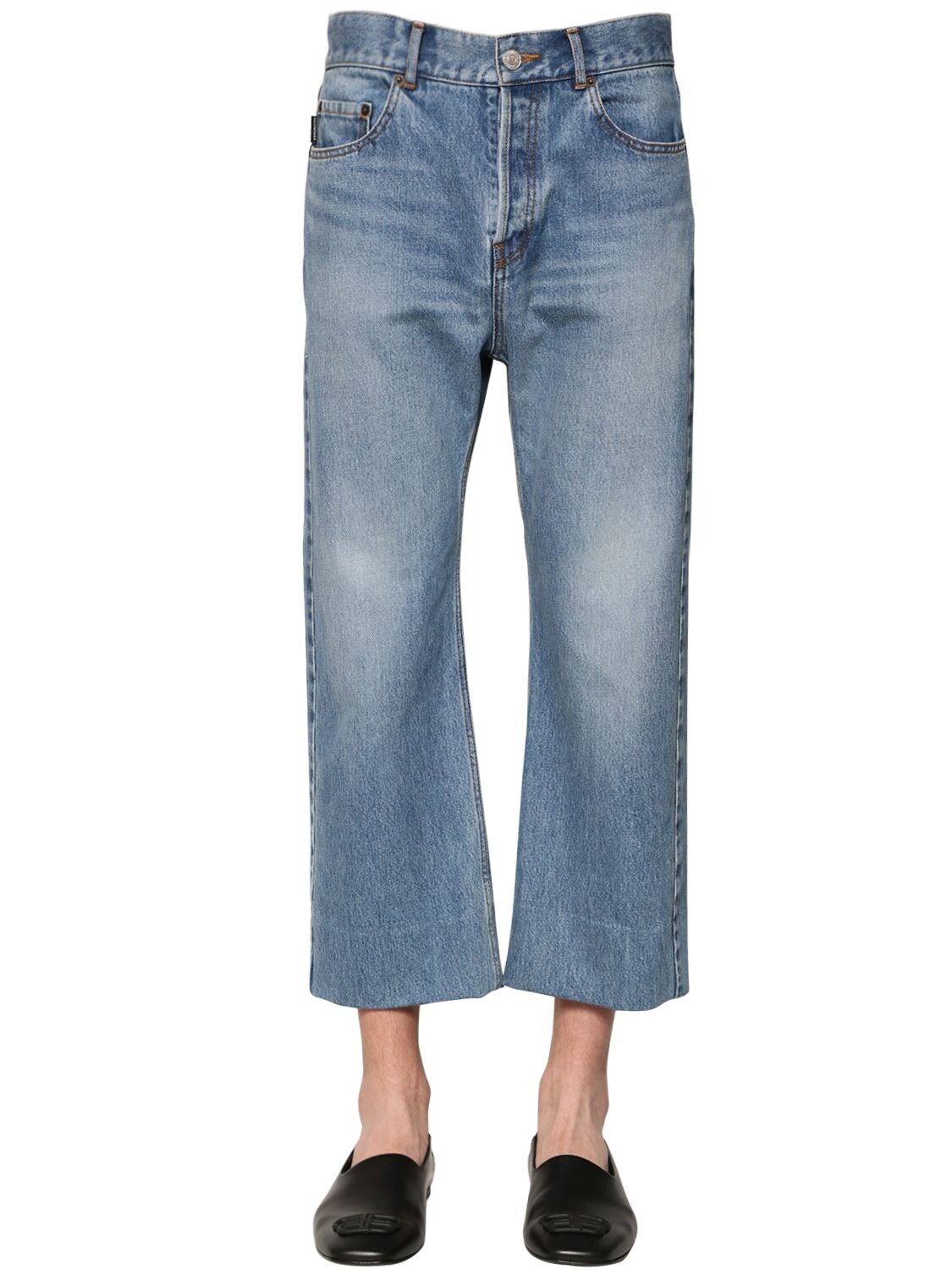 BALENCIAGA CROPPED COTTON DENIM JEANS,71IOFW015-NDA2NQ2