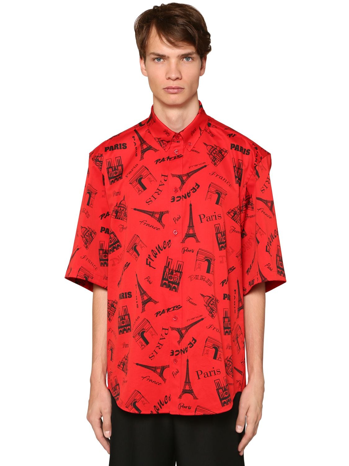 BALENCIAGA TOURIST PRINTED VISCOSE BLEND SHIRT,71IOFW039-NJQWMA2