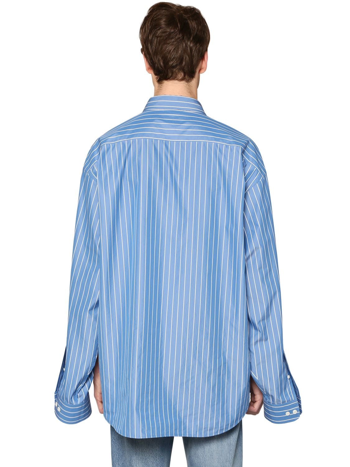 Balenciaga Double Sleeve Button-down Shirt In Light Blue | ModeSens