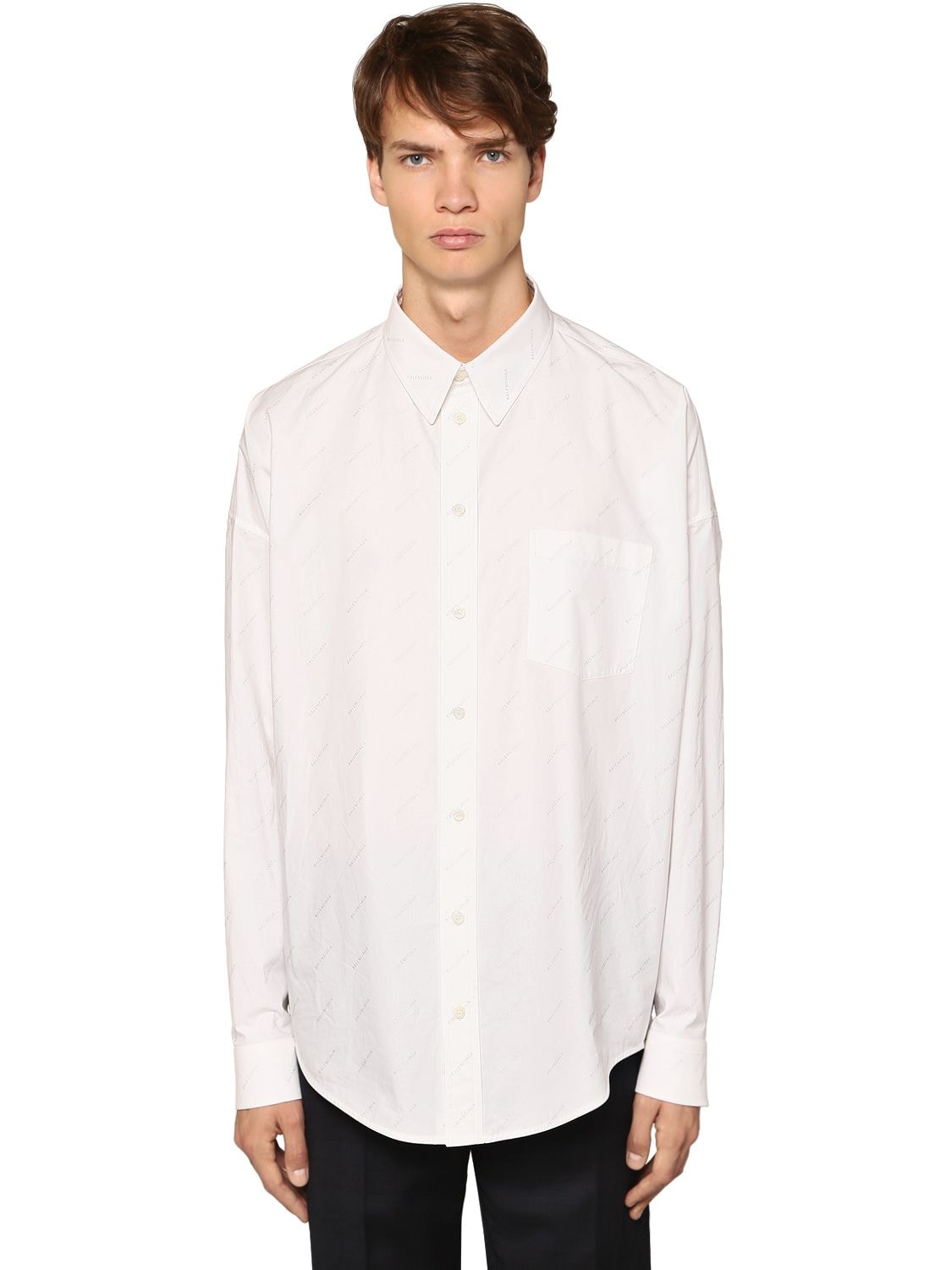 BALENCIAGA 茧形版型长袖纯棉衬衫,71IOFW042-OTI4MG2