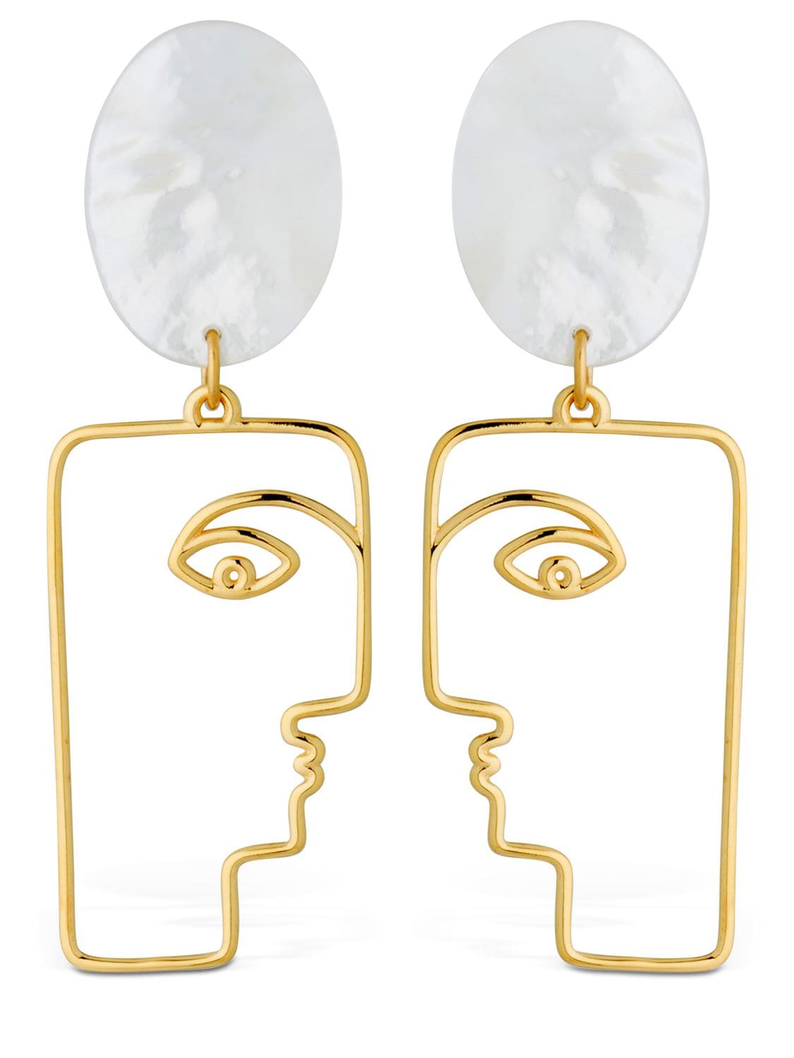 Nina Kastens Mop Face Earrings W/ Mother Of Pearls In Gold