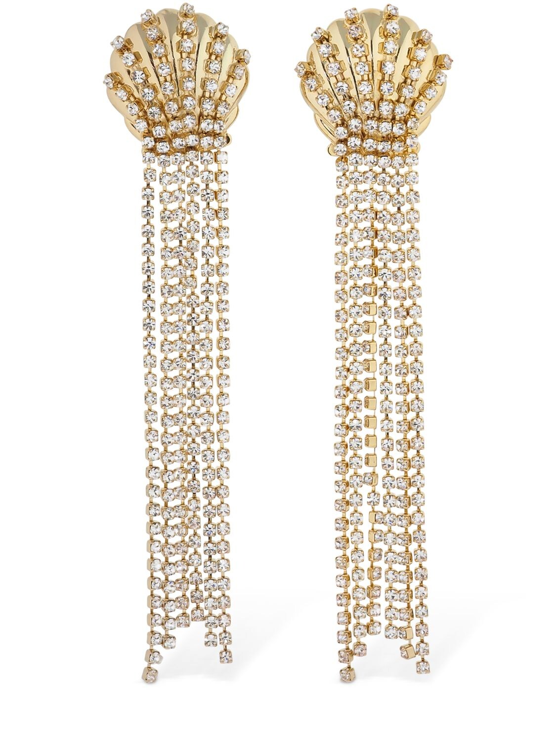 Rosantica Basquiat Crystal Clam Clip Earrings In Gold,crystal