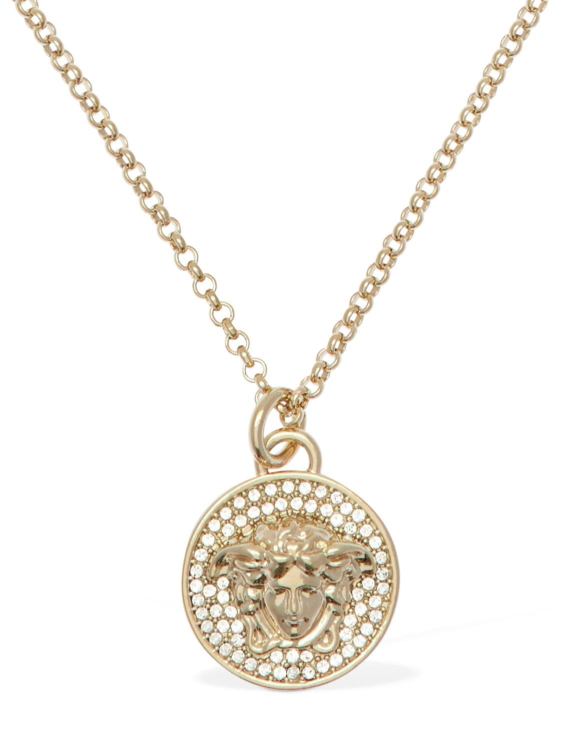 Versace Palazzo Chain Necklace W/ Crystals In Gold,crystal