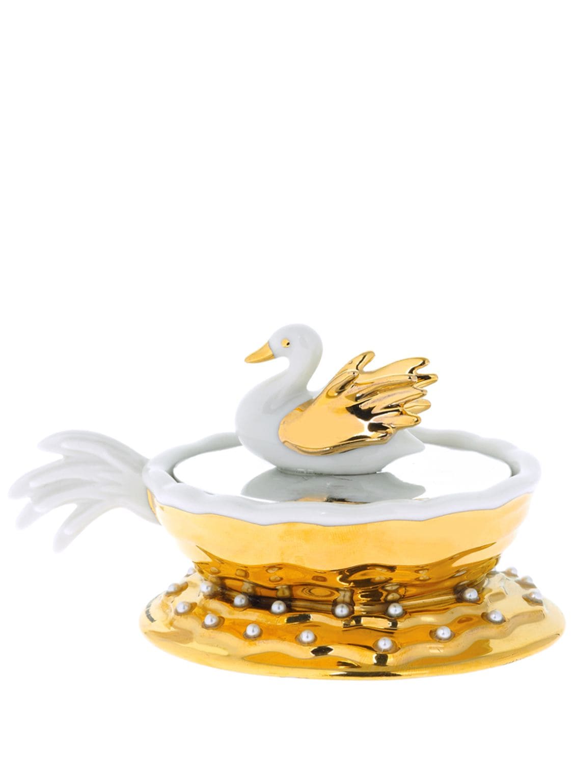 Alessi Narciso Porcelain Ornament In Gold,white