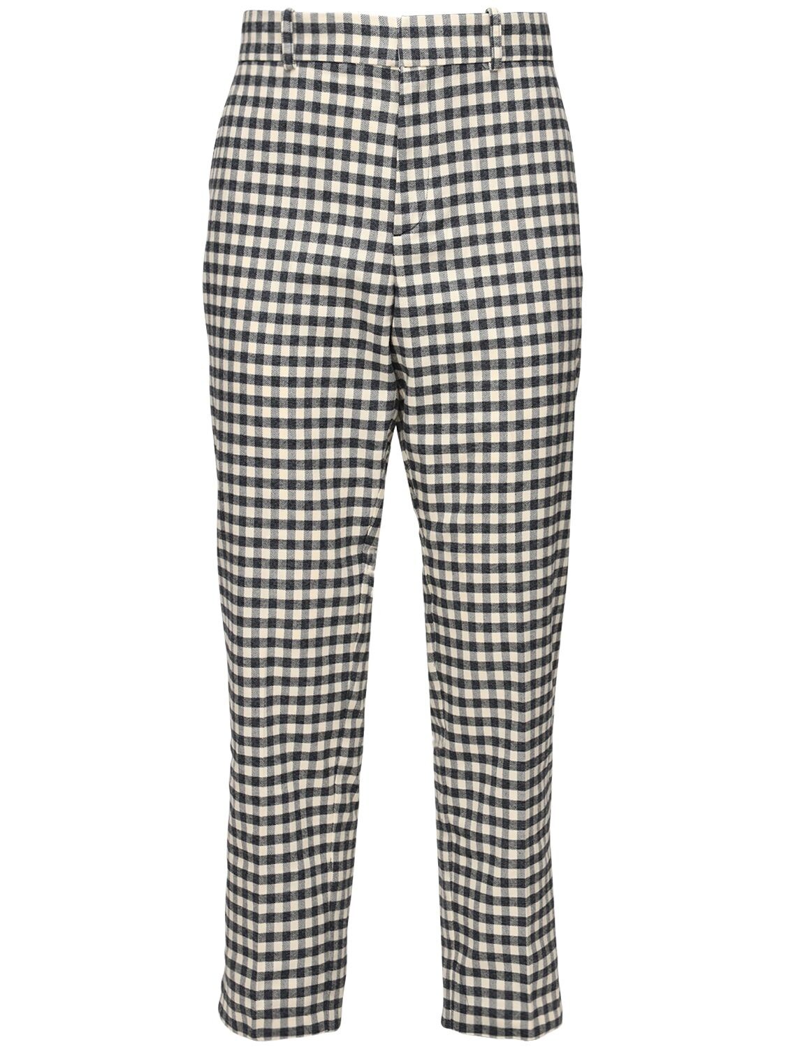 Soulland Tailored Cotton Gingham Pants In Multicolor