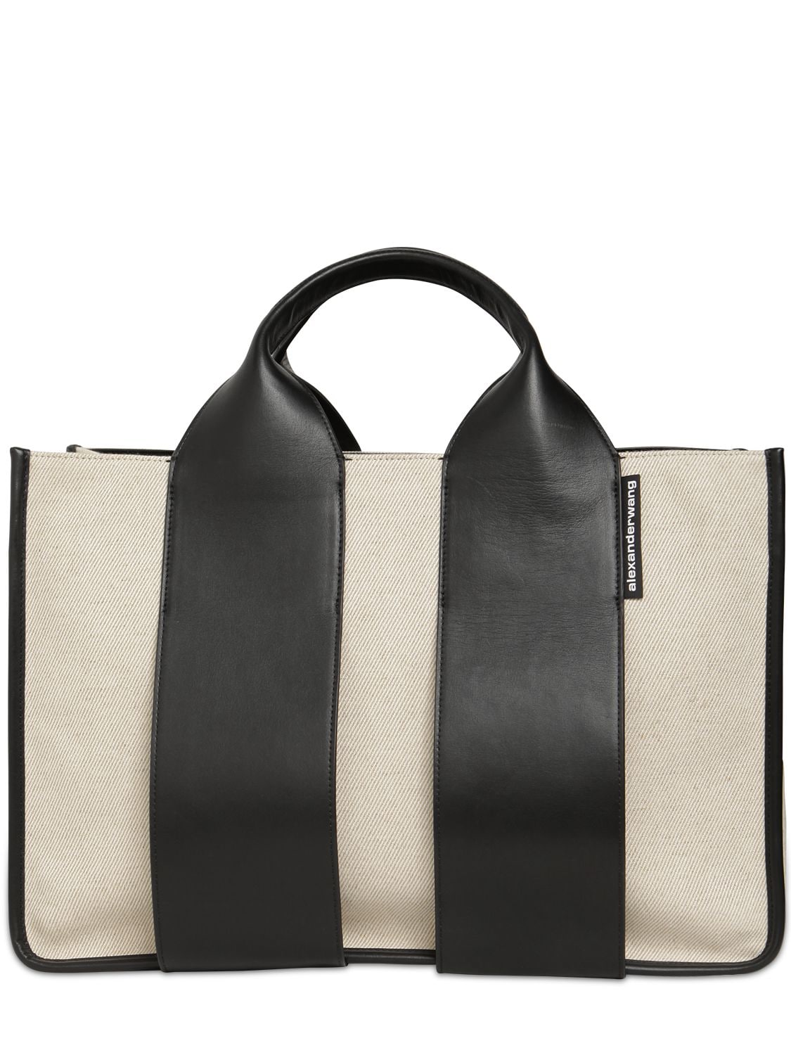 Alexander Wang Large Rocco Leather-trimmed Canvas Satchel In White/silver