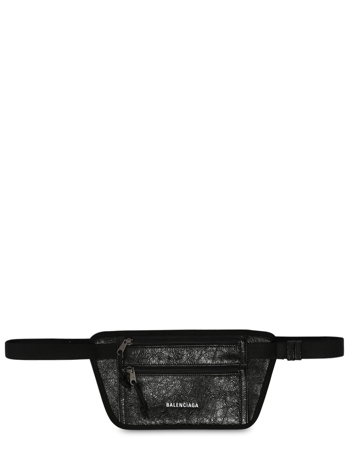 Balenciaga Flat Leather Belt Bag In Black