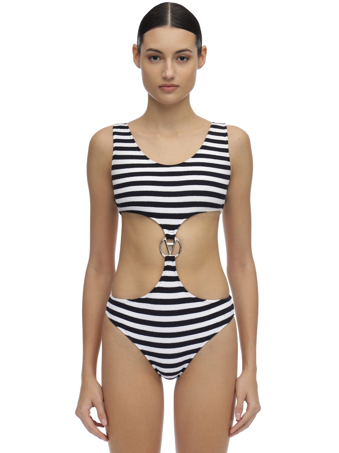 Filles À Papa Ariana One Piece Swimsuit In Black,white