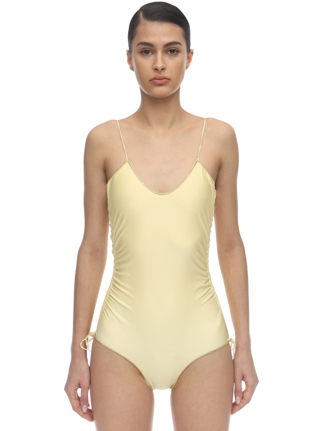 Oséree Swimwear Basic Seam Lycra One Piece Swimsuit In Yellow
