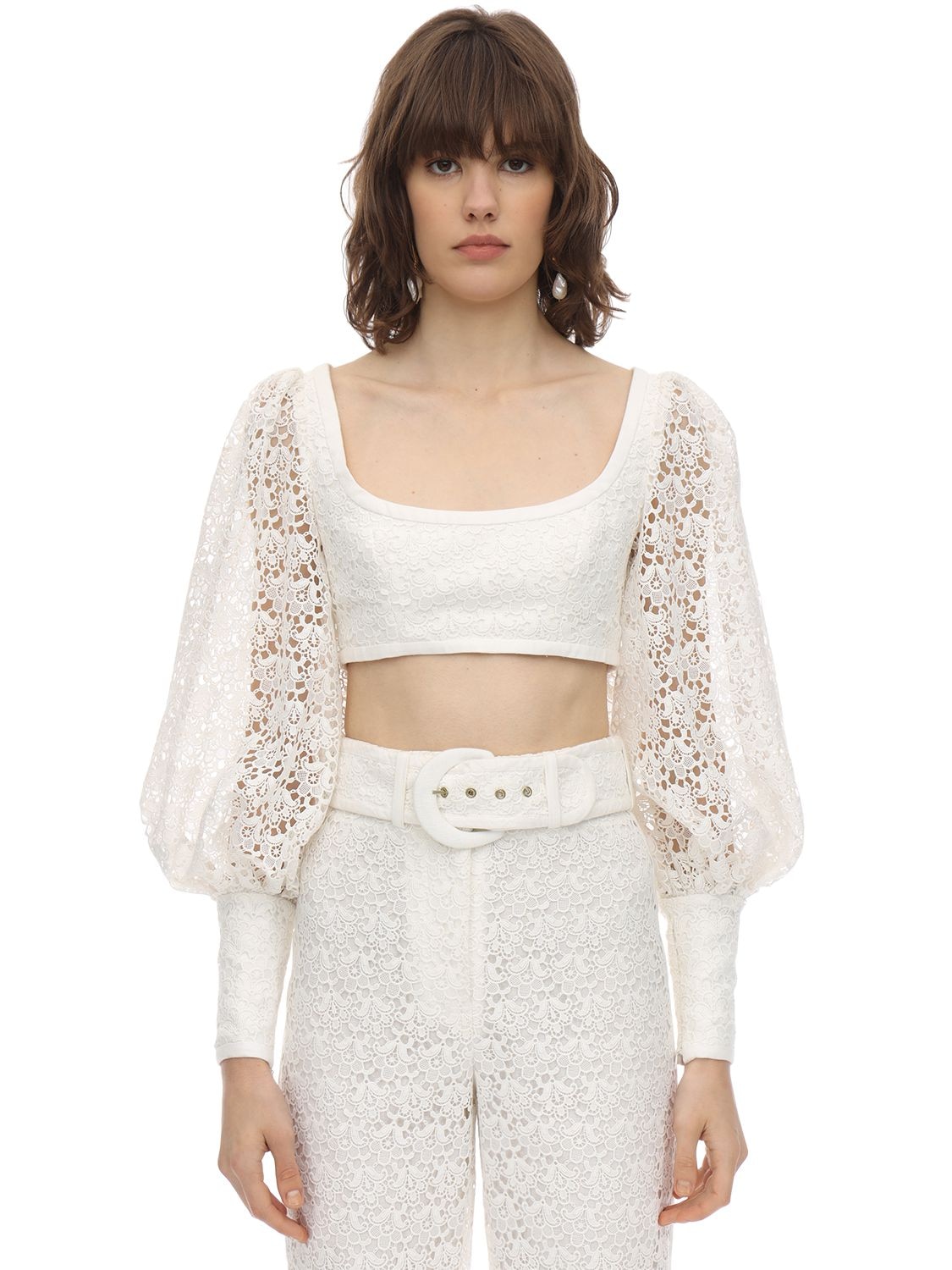 ZIMMERMANN CROPPED LACE TOP,71IRSQ023-SVZPULK1
