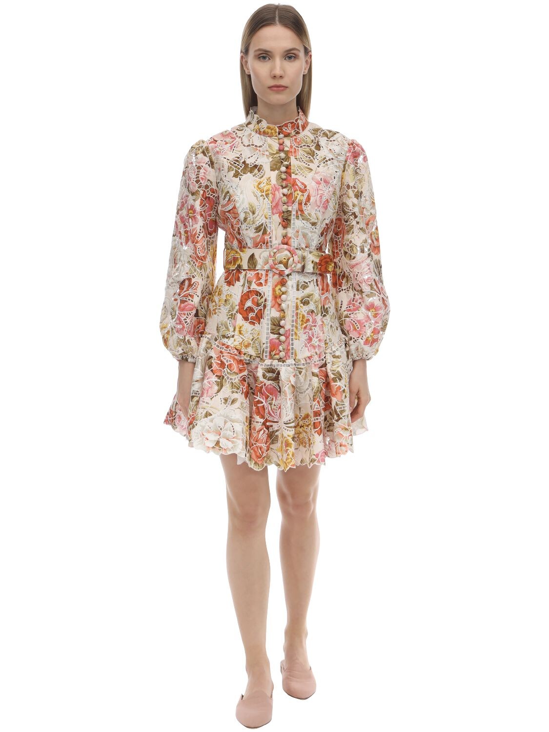 ZIMMERMANN EMBROIDERED LINEN MINI DRESS,71IRSQ034-Q1JFQU0GRKXPUKFM0