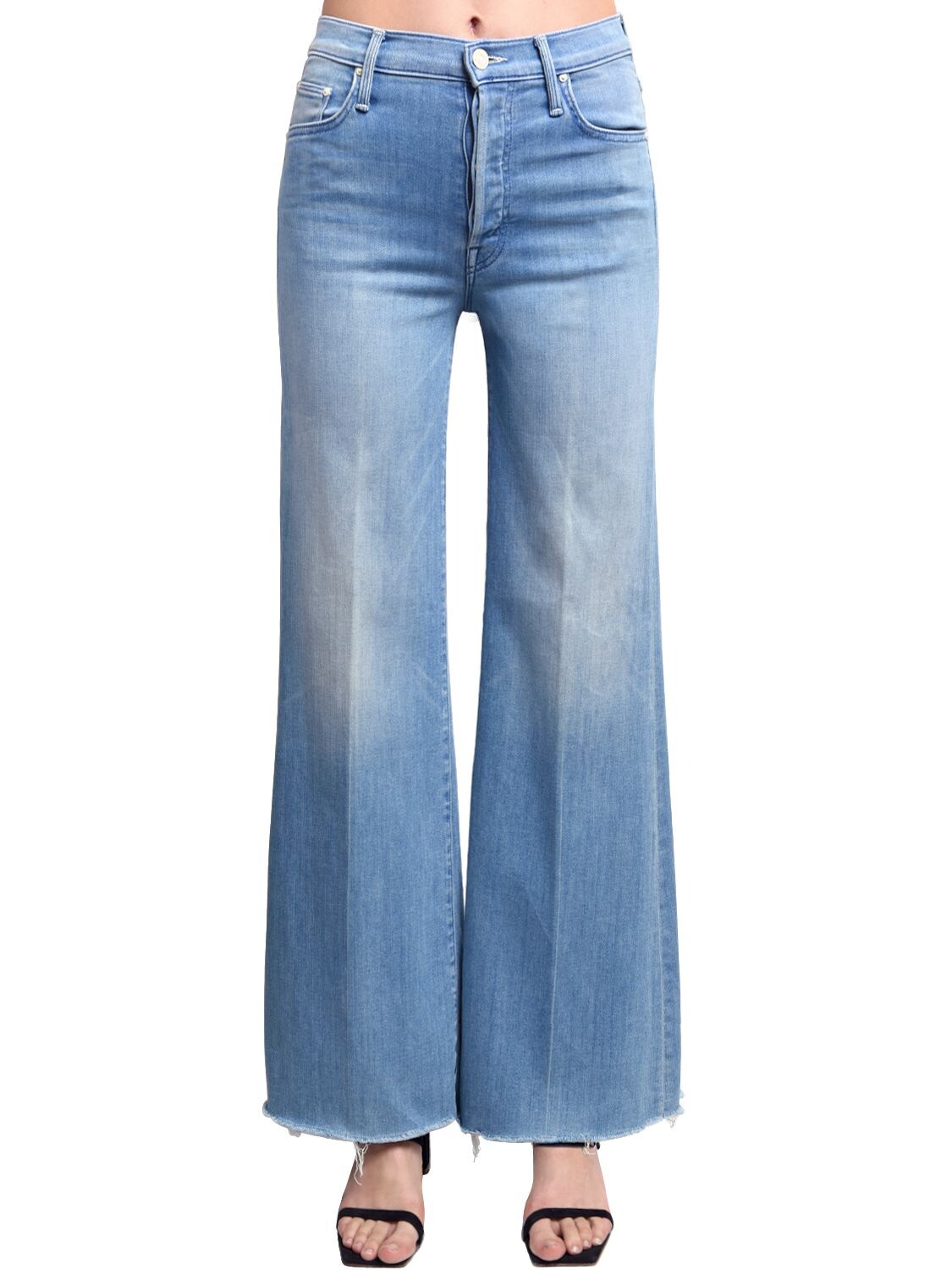 wide leg frayed jeans