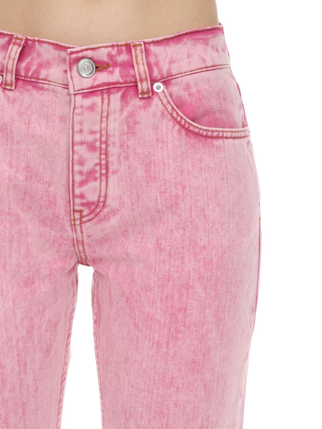 Ganni Tie-dyed High-rise Straight-leg Jeans In Pink | ModeSens
