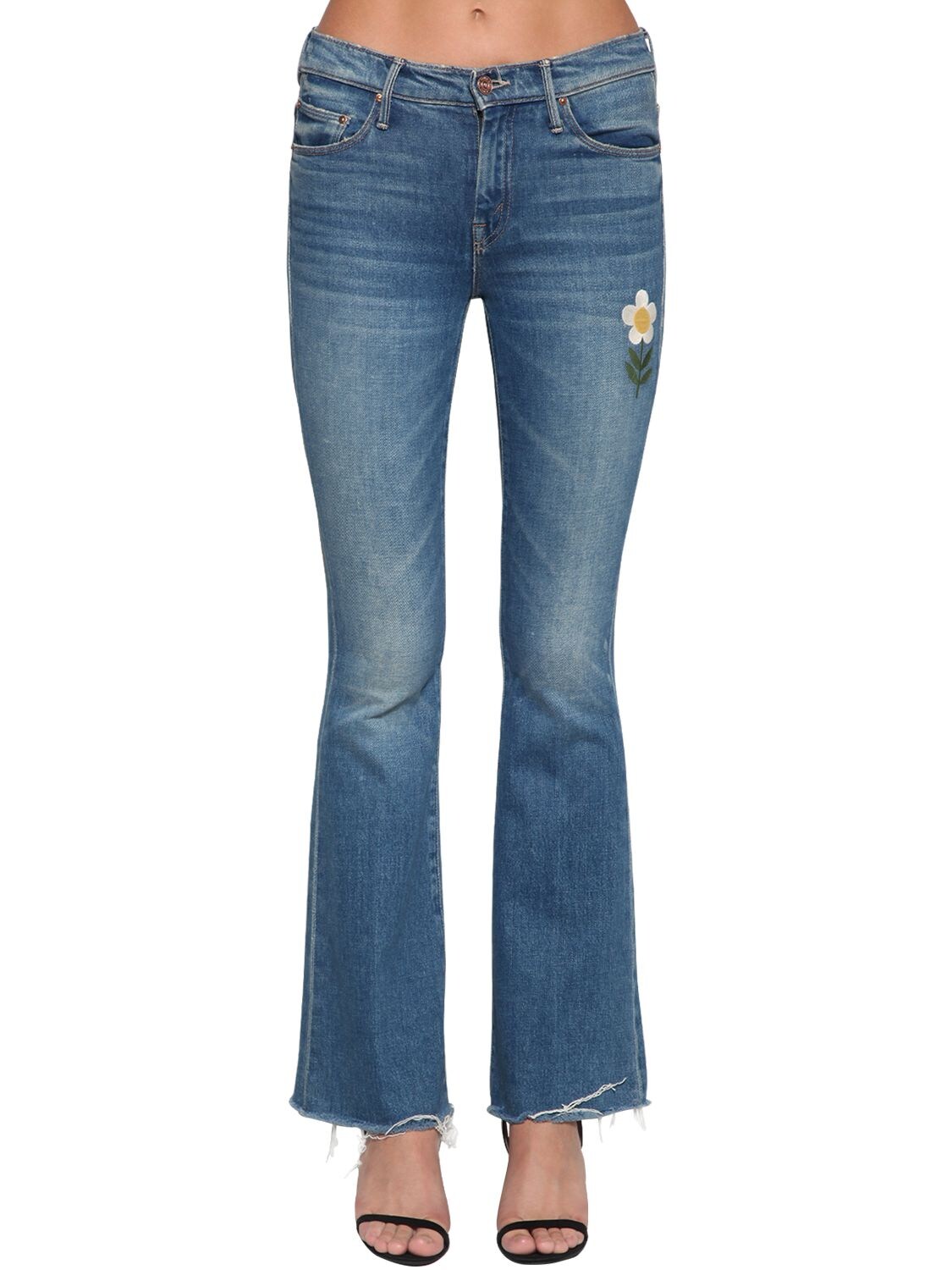 Mother The Weekender Embroidered Denim Jeans In Blue